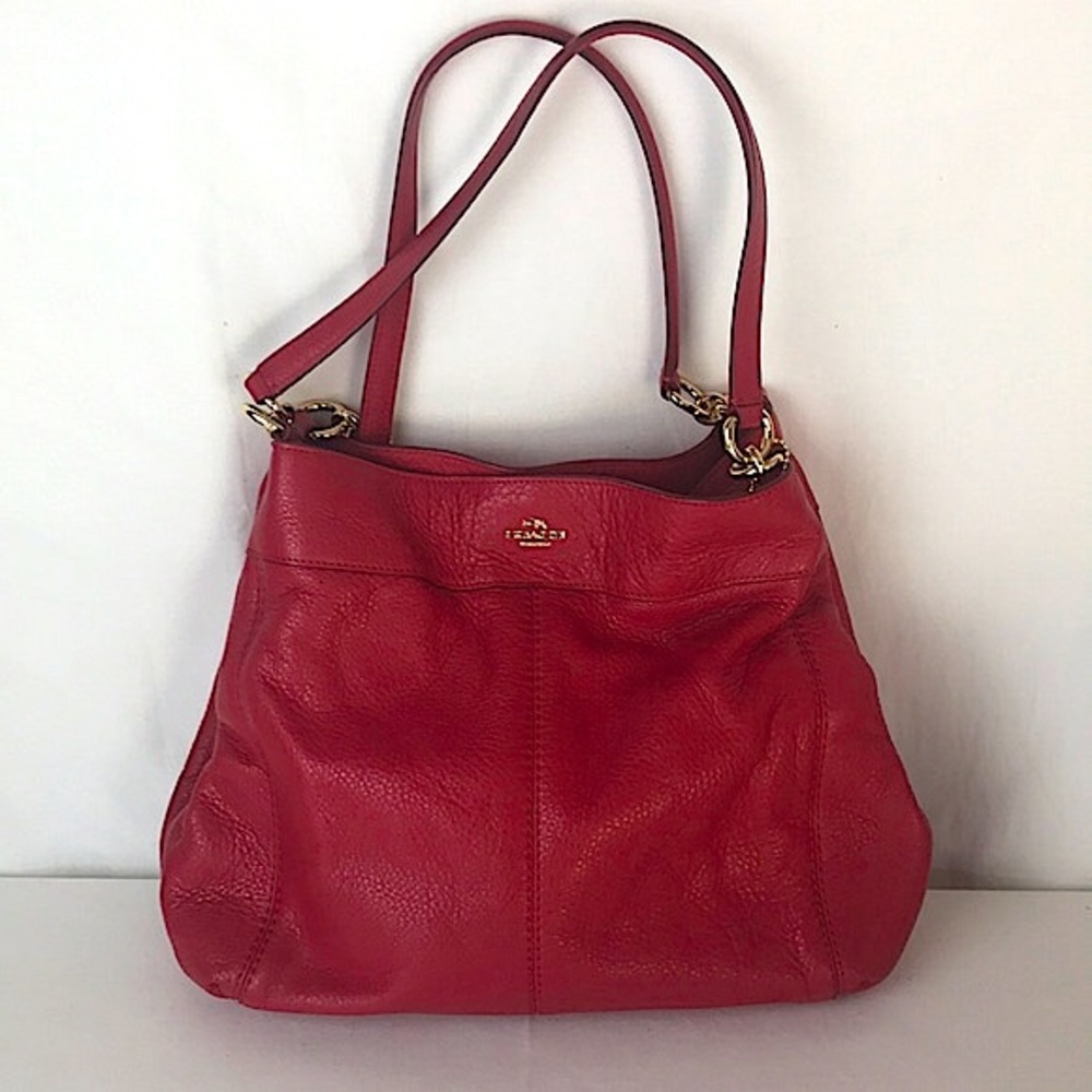 Coach red soft pebbled leather shoulder bag NWOT